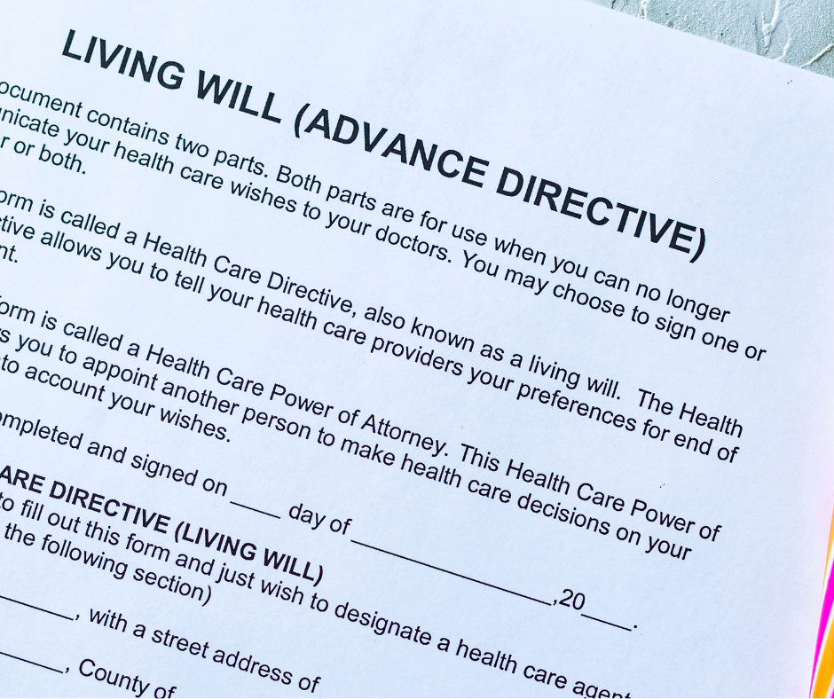 Image of advance directives living will document