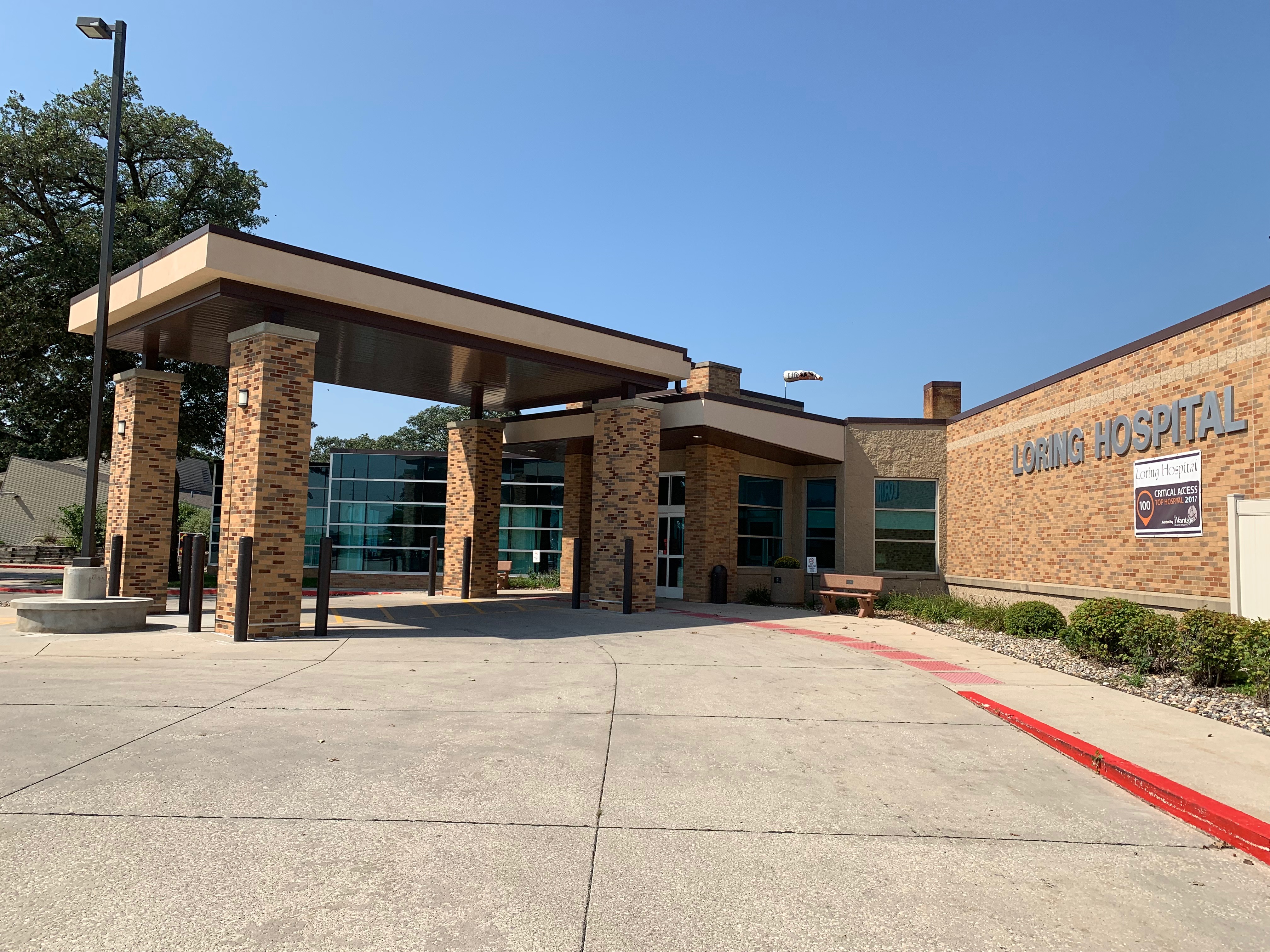 Exterior entrance of Loring Hospital